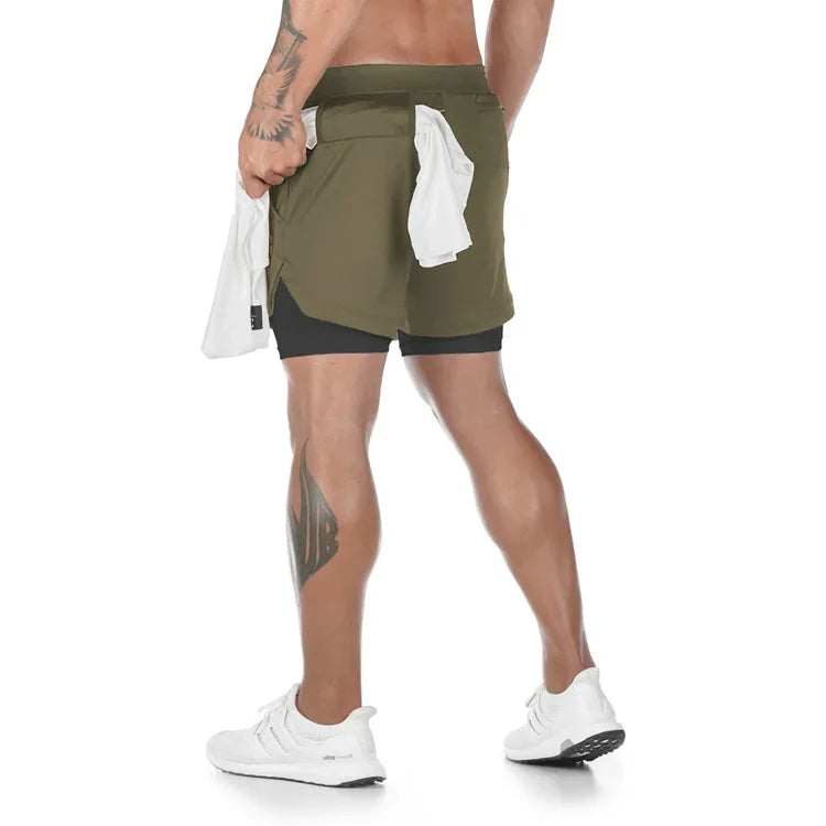 Short Masculino 2 em 1 Camo – Academia, Corrida e Treinos com Bolso Funcional