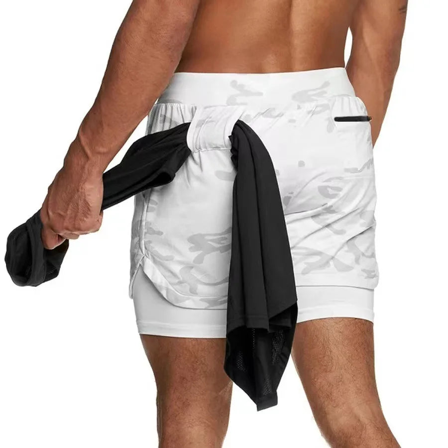 Short Masculino 2 em 1 Camo – Academia, Corrida e Treinos com Bolso Funcional