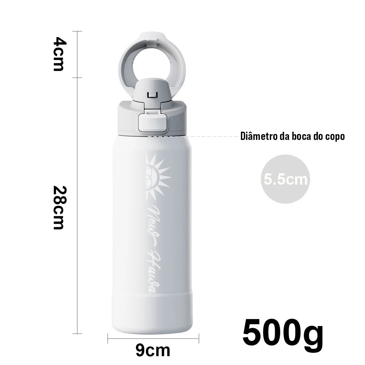 Garrafa Térmica com Suporte Magnético para Celular 950ml