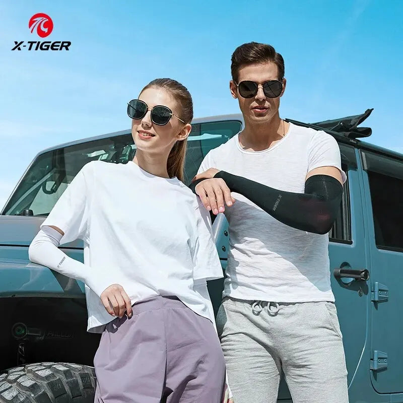 Braçadeira Esportiva Unissex X-TIGER – Proteção Solar UV, Tecido Ice, Respirável para Ciclismo, Corrida e Esportes ao Ar Livre