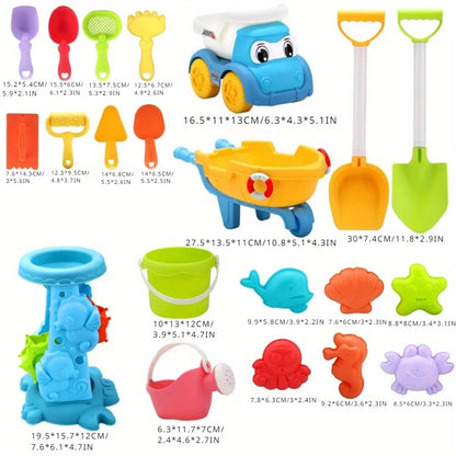 Kit de Brinquedos de Praia Infantil Completo com Carrinho e Acessórios