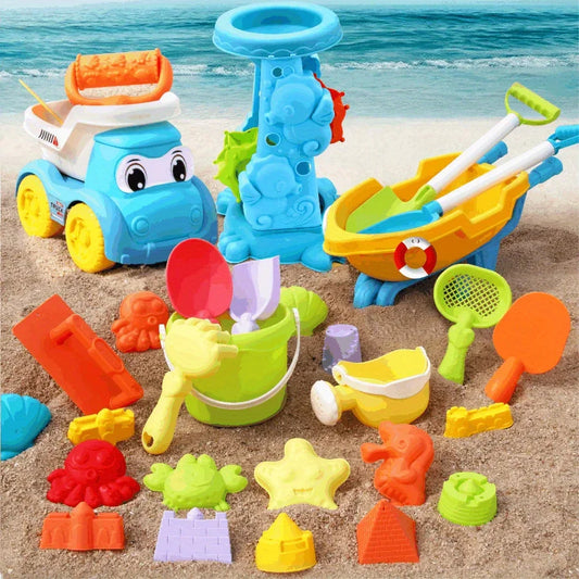 Kit de Brinquedos de Praia Infantil Completo com Carrinho e Acessórios