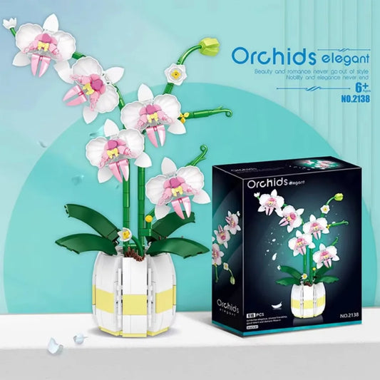Orquídea de Blocos de Montar - Decoração Estilo Botânico | Monte sua Flor Eterna